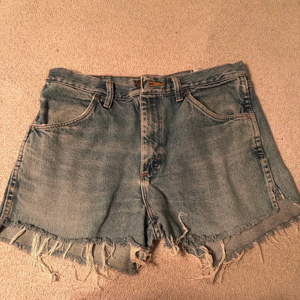 Rustler Blue Frayed Jean Shorts